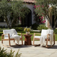 Christopher Knight Home Springer Set of 2 Acacia Wood Rocking Chair Outdoor, Patio Rocker Chair with Soft Cushions, Lounge Chair Outdoor, Rocking Accent Chair for Indoor/Outdoor, Light Teak+White