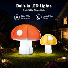 Wellcomer 2 Pcs Inflatable Mushroom Decor with LED Lights, 8Ft & 6Ft Blow Up Mushrooms for Garden Yard Outdoor Fairy Tale Party Decoration, Stage & Event Display