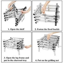 Safety Certification Stainless Steel Campfire Grill Foldable BBQ Grill Charcoal Barbecues Grill Bonfire Stand Camping Fire Pit Grill Smoker Charcoal Stove for Party Camping Picnics Carbon Furnace