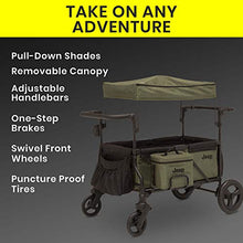 Delta Children Jeep Deluxe Wrangler Stroller Wagon with Cooler Bag and Parent Organizer Black/Olive Green