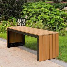 GRFIT Outdoor Bench Backless Garden Bench, with Steel Frame, Artificial Board Chair for Outdoors, Leisure Seating Garden Bench (Medium)