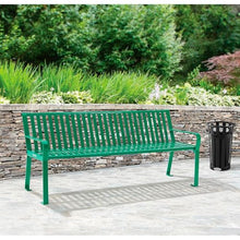 Global Industrial 4 ft. Outdoor Park Bench with Back, Vertical Steel Slats