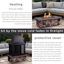 Afterglow Outdoor Propane Fire Pit Table for Patio Garden Backyard Outside Porch, Rectangle Rustic Stacked Stone Firepit Table with Top, Cover & Lava Rocks, 40000 BTU, CSA Certificated, 36"x20"x48"H