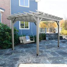 highwood Made in the USA Bodhi 10’ x 10’ Pergola with 5’ Lehigh Porch Swing, Coastal Teak
