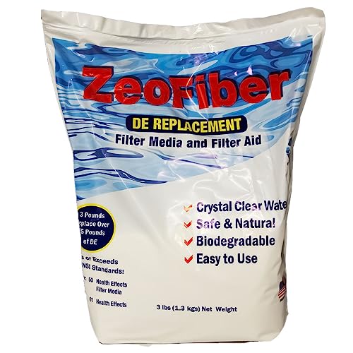 ZeoFiber 60 lb. DE Filter Replacement | Swimming Pool Green Filtration Media | Sand/Cartridge Filter Aid | Diatomaceous Earth (D.E.) Alternative for Swimming Pools | 20 Pack (Total of 60 Pounds)