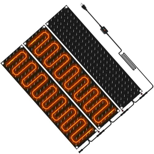 iumLeap Snow Melting Pads, Anti-Slip Outdoor Mat, Herringbone Design, Prevents Ice Formation, Melts 2 Inches of Snow per Hour, 3Pcs/10 * 48In (25.4 * 121.9cm)