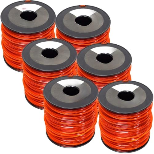 LIRHIQYGF Commercial Grade 6PK 5LB .095 Inch Square Red Trimmer Line Spool for Gas and Electric String Trimmers