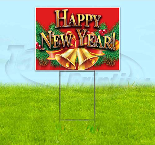 TampaPrinting Happy New Year Yard Sign 18" X 24" with Metal Stake