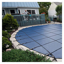 Winter Pool Safety Cover for In-Ground Pools Round 33ft/30ft/28ft/26ft/24ft/20ft/15ft/12ft/10ft/8ft, Large Heavy Duty Blue Mesh Swimming Pool Cover, Wooden Deck/Concrete Floor Mounted ( Color : Blue ,