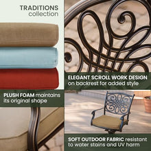 Hanover Traditions 9-Piece Patio Dining Set with Swivel Rocker Chairs and Tan Cushions
