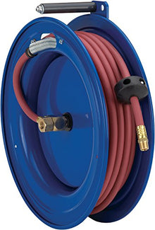 COXREELS SR17-H325 Spring Rewind Hose Reel for Air/Water/Oil 3/8" I.D. 25' Hose 4000 PSI Right Mount Blue
