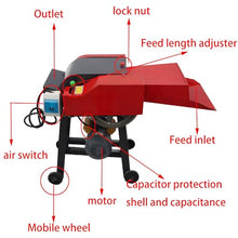 Banfluxion 220V 6-Blade Hay Cutter Pulverizer Grass Crusher Red