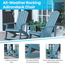 Taylor & Logan Savannah All-Weather Poly Resin Wood Adirondack Rocking Chair with Rust Resistant Stainless Steel Hardware in Sea Foam - Set of 2