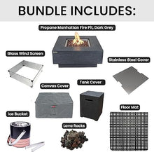 Elementi Manhattan 36" Propane Concrete Outdoor Fire Pit Table Bundle