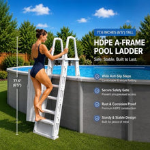 XtremepowerUS Above Ground Pool Ladder & Step System with Lockable Safety Gate, Adjustable Height, Wide Non-Slip Steps, Heavy-Duty Entry Ladder for 48"–54" Swimming Pools