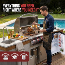 BLAZE BBQ Outdoor Gas Grill Package of 32” LTE Built-in Gas Grill, Dop-In Single Side Burner, 32” Door & Two Drawers Combo, Roll Out Double Trash Drawer, 20” Compact Refrigerator, and Accessories