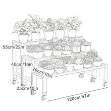 3 Pack Plant Stand On Wheels, Heavy Duty Rolling Flower Shelf For Patio