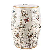 French Vanilla Butterfly Garden Stool Blue Porcelain