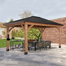 Backyard Discovery Barrington 14ft x 12ft Hip Roof Cedar Wood Gazebo Pavilion Light Brown
