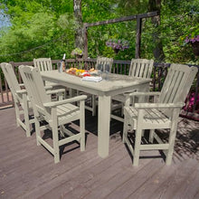 Highwood AD-ST7LH2CO5BA-WAE Lehigh 7pc Rectangular Counter Height Dining Set 84" x 42", Whitewash