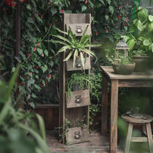 IBONSON Multi Tiered Plant Stand Indoor Courtyard Balcony Four-Grid Wooden Wall Flower Stand Garden Decoration Gardening Tool Storage Rack Corner Outdoor Plant Stand