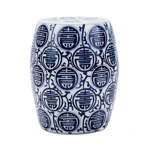 JOYNOW Ceramic Garden Stool Decorative Garden Stools Celadon Drum Stool Porcelain Pier Hand-Painted Tangled Lotus Green Dressing Stool Living Room Study Side Table Ornaments Garden Stool Ceramic(C)