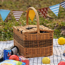 ASWRTYJO Large-capacity Outdoor Rattan Picnic Basket Japanese Portable Wicker Picnic Basket