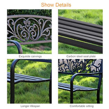 Vzhrvd Metal Benche, Park Bench, Patio Bench with Backrest and Armrests Metal Garden Bench for Park, Yard, Front Porch, Path, Lawn Decor