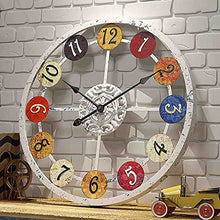 J3DFGFLR Outdoor Garden Wall Clock 23in Large Simple Garden Wall Clock Silent Wall Outdoor Clock Antique Wrought Iron Outdoor Clock Round Metal Clock for Indoor Walls Garden