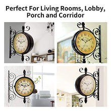 saditesdk Wall Clock, Wall Clock, Metal Frame & Waterproof Cover, Double-Sided Vintage Retro Hanging Bracket Clock for Indoor Outdoor，