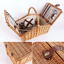 YEDECOR Picnic Basket - Wicker Picnic Basket with Lid and Handle for 4 with Picnic Set - Sturdy Woven Body with Lining for Wedding Gift Garden Outdoor Camping and Party