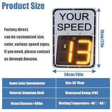 Radar Speed Sign, Vehicle Speed Detector Solar Radar Speed Sign Speed Detector Display Screen for Outdoor Road, 20"x27", Aluminum, with Accessories