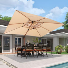 OROTLECT 10' X 13' Rectangular Wood Pattern Cantilever Umbrella,Beige