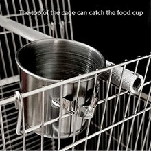 QTBH Flight Cage Bird Cage Stainless Steel Starling Square Cage Black Phoenix Live Parrot Cage with Stand Ornamental Cage for Parakeets Love Birds Cockatoos Finches Bird Cage (Color : Silver)
