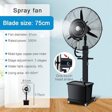 FAFACAI Standing Misting Fan Portable, Large Industrial Spray Fans for Commercial Garage Warehouse Workshop Patio and Outside (Black 75cm)
