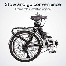 Schwinn Loop Adult Folding Bike 20-inch Wheels 7-Speed Drivetrain Rear Cargo Rack Carrying Bag Black
