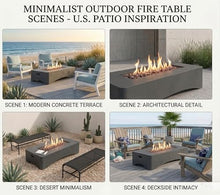 KEIKI 56" Rectangular Propane Gas Fire Pit Table, 50,000 BTU Modern Outdoor Concrete Fire Table with Lava Rocks, Waterproof Cover, Tank Seat, No Assembly for Patio Backyard Deck, Dark Grey