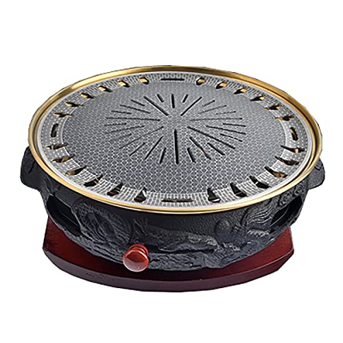Charcoal Grill Portable Round Barbecue Stove Food Charcoal Stove With Grill Pan Base Tabletop BBQ Grill Outdoor Cooking Picnic Barbecue (Color : Black Size : 33x14cm)