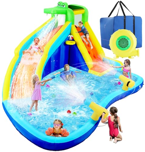 Whubefy Inflatable Water Slide Bounce House Multicolor