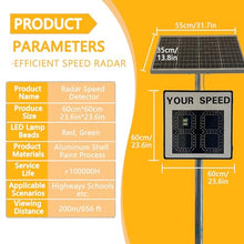 JIYINGHUI All-Weather Solar Radar Speed Sign, LED Speed Limit Radar Detective Display, IP65 Waterproof Aluminum, 24"x35" with Remote Control, with 40W Solar Panel 60 * 60cm