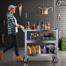 ICEMOB Stainless Steel Utility Cart,Heavy Duty Tool Cart on Wheels,1100Lbs Commercial Rolling Tool Cart,3-Tier Mobile Service Cart,Storage Cart for Kitchen,Garage