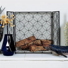 Fireplace Screen 48" x 30", Black Geometric Rectangular Fireplace Screen