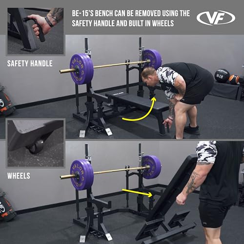 Valor Fitness Olympic Weight Bench with Squat Rack Combo - 6 Gauge Steel - USPA Certified - Adjustable Squat Stands - Black