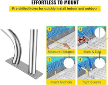 BSNANCA 2PCS Pool Rail, Pool Railing 304 Stainless Steel Pool Handrail with Blue Grip Cover Anti-Slip Pool Safety Handrails for Swimming Pool Sloped Entry Spa Water Park
