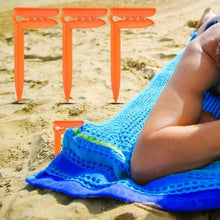 Whoasyst 4Pcs Windproof Towel Clip Beach Mat Holder Picnics Blanket Rack Towels Sand Beach Anchors Stakes Windproof