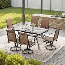 Soohow Swivel Outdoor Dining Chairs Set of 6, Patio Swivel Dining Chair with Textilene Fabric, Outdoor Metal Armchair All Weather Resistant, Ergonomic Comfort, Perfect for Patio, Backyard, Balcony