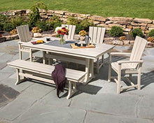 Polywood Quattro 6-Piece Outdoor Dining Set with Bench, White - HDPE Patio Furniture for Deck, Garden & Backyard - Farmhouse Style Table Set