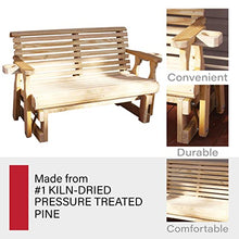 Amish Casual Heavy Duty 800 Lb Roll Back Pressure Treated Porch Glider with Cupholders (5 Foot, Unfinished)