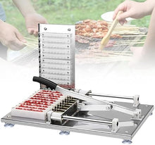SDdPulse Manual Stainless Steel Kebab Maker, Multi-Function Skewer Machine for Meat, Bamboo Skewer Tool, Perfects for Grilling and BBQ, Easy to Use Meat String Machine