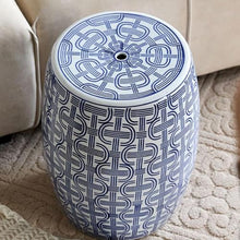 Decorative Ceramic Garden Stool, 16.9 Inch Indoor Outdoor Accent Seat